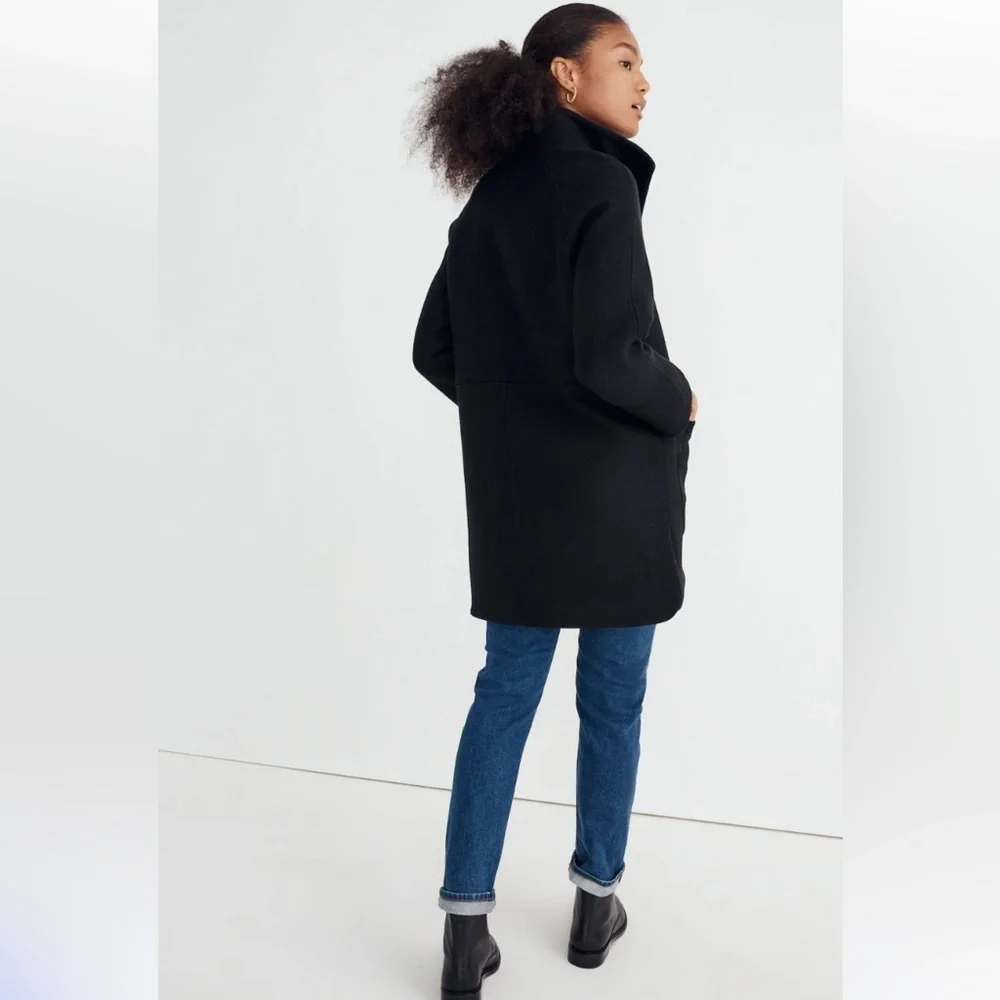 Madewell Estate Cocoon Coat in Insuluxe Fabric Size XXL Black